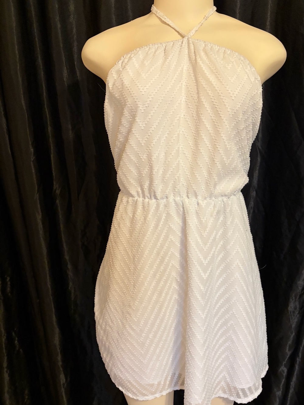 SHEIN White Strapless Halter Textured Summer Dress